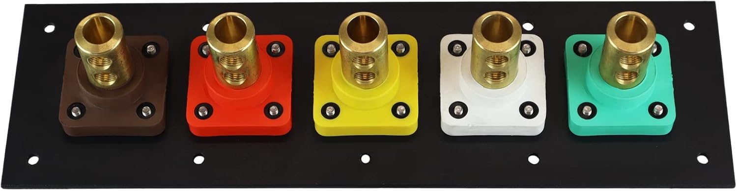 5 Position CAM Lock Panel, 400 Amp, 3 Phase 277/480V, Male, 45°, Double Set-Screw Connections with NEMA 3R Caps and Lanyards, Series 16 CAM Connectors, Power Distribution Panel