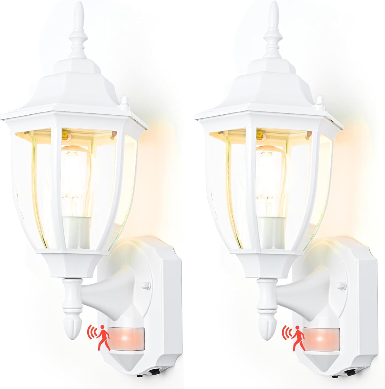 Porch Lights Outdoor Motion Sensor Wall Sconce Anti-Rust Aluminum, Exterior Outdoor Wall Lights Dusk to Dawn Porch Light Fixture Wall Mount for House Outside Patio 2Pack White