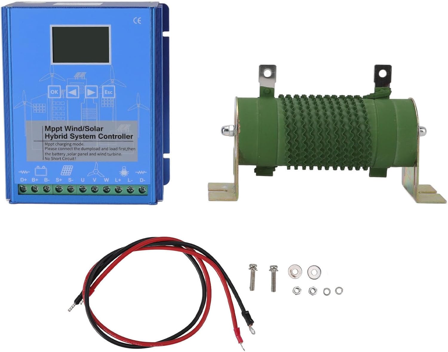 BRRNOO MPPT Solar Controller with LCD Screen, 24V/48V Wind Charge Controller for Solar Wind Systems