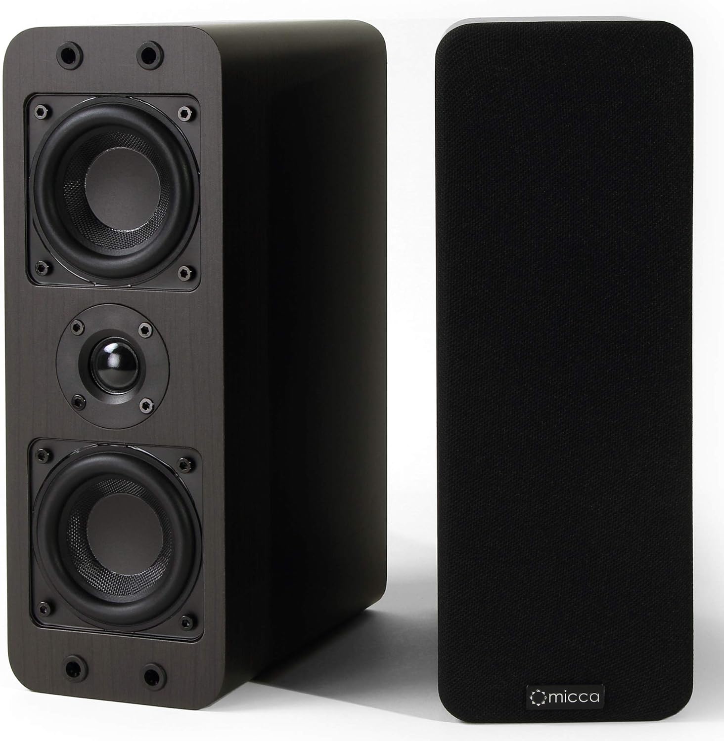 Micca OoO Passive Slim Bookshelf Speakers with 3-Inch Woofers and Silk Tweeter, Thin Design Under 4