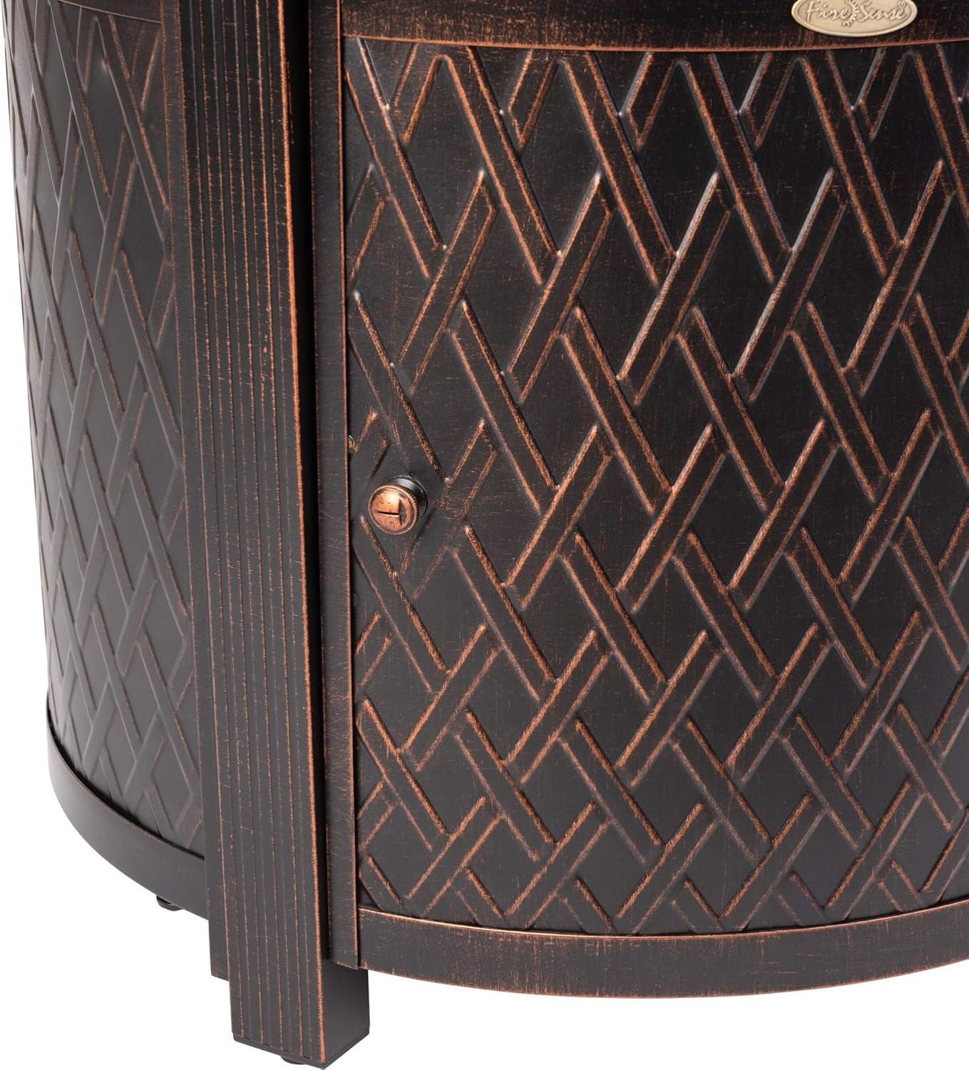 Wagner Woven Aluminum Convertible Gas Fire Pit Table 37,000 BTU Multi-Functional Outdoor with Fire Bowl Lid, Nylon Weather Cover & Clear Fire Glass - Bronze Finish - Round - 33