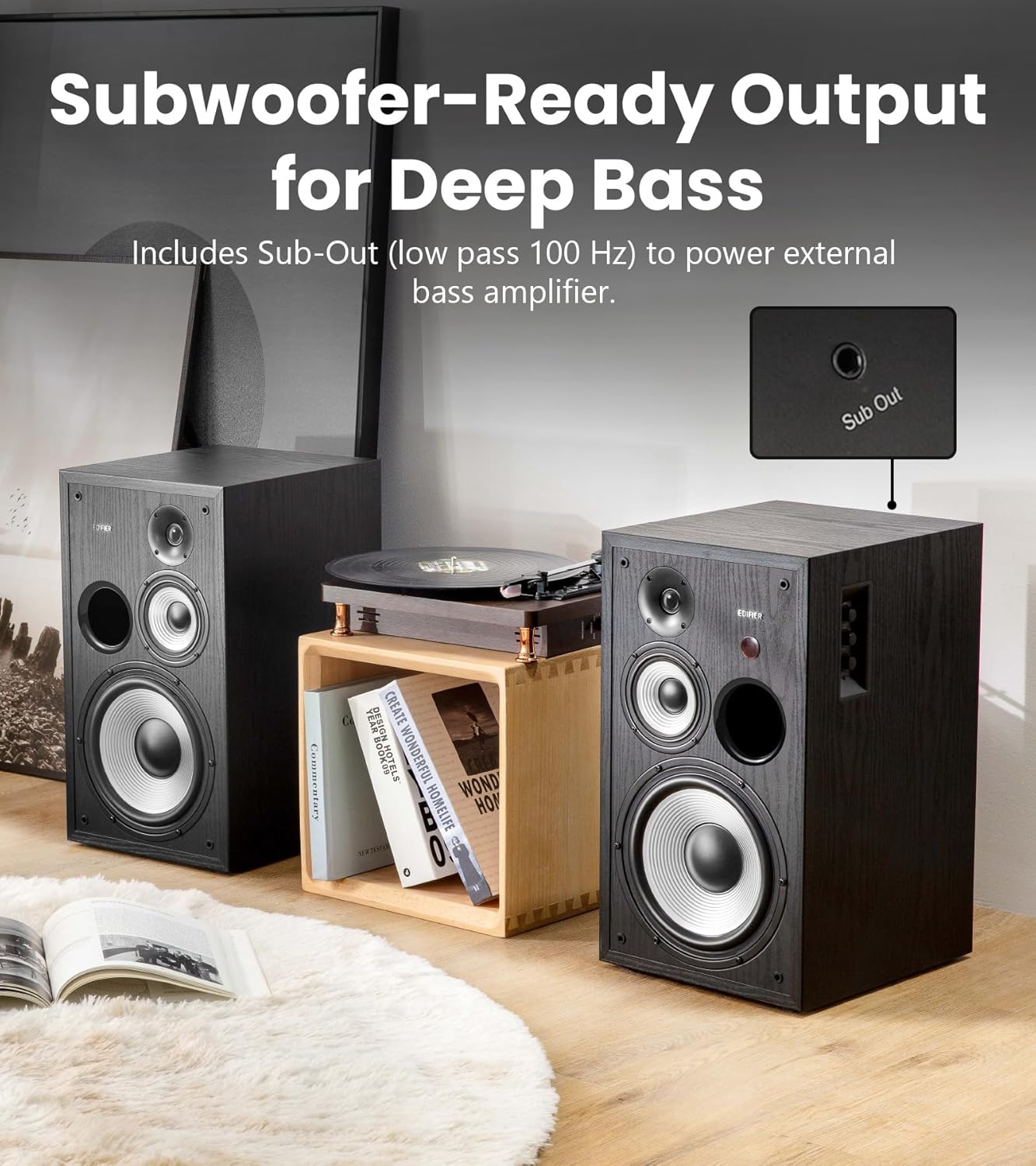 Edifier R2850DB Powered Bluetooth Bookshelf Speakers, Active Near-Field Studio Monitors, 150W RMS 3-Way Sound Monitor Speaker with Subwoofer Line Out, Black (Pair)