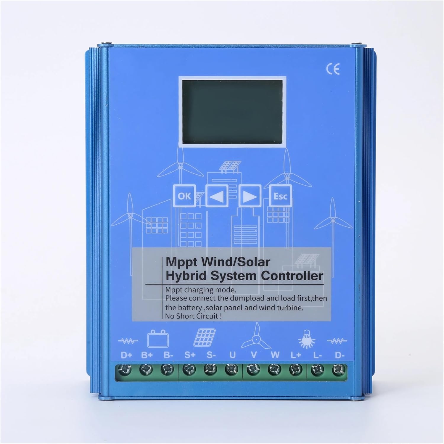 Solar Controller, 2800W MPPT Wind Solar Hybrid Controller Boost Charr 12V 24V 48V Free Dump Load(Wind1KW Solar1KW)