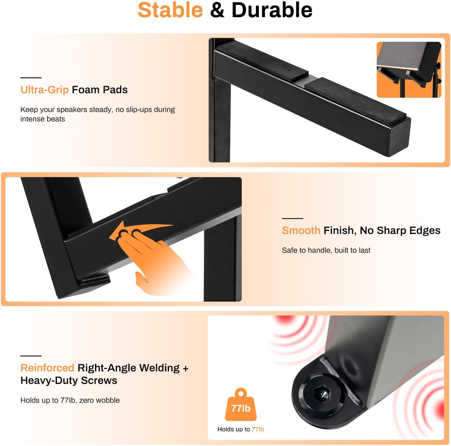 Vangoa Gear Tilt Guitar Amp Stand with 4 Locking Wheels 6 Height 4 Width Adjustable Mobile Amplifier Stand for Home Studio and Stage