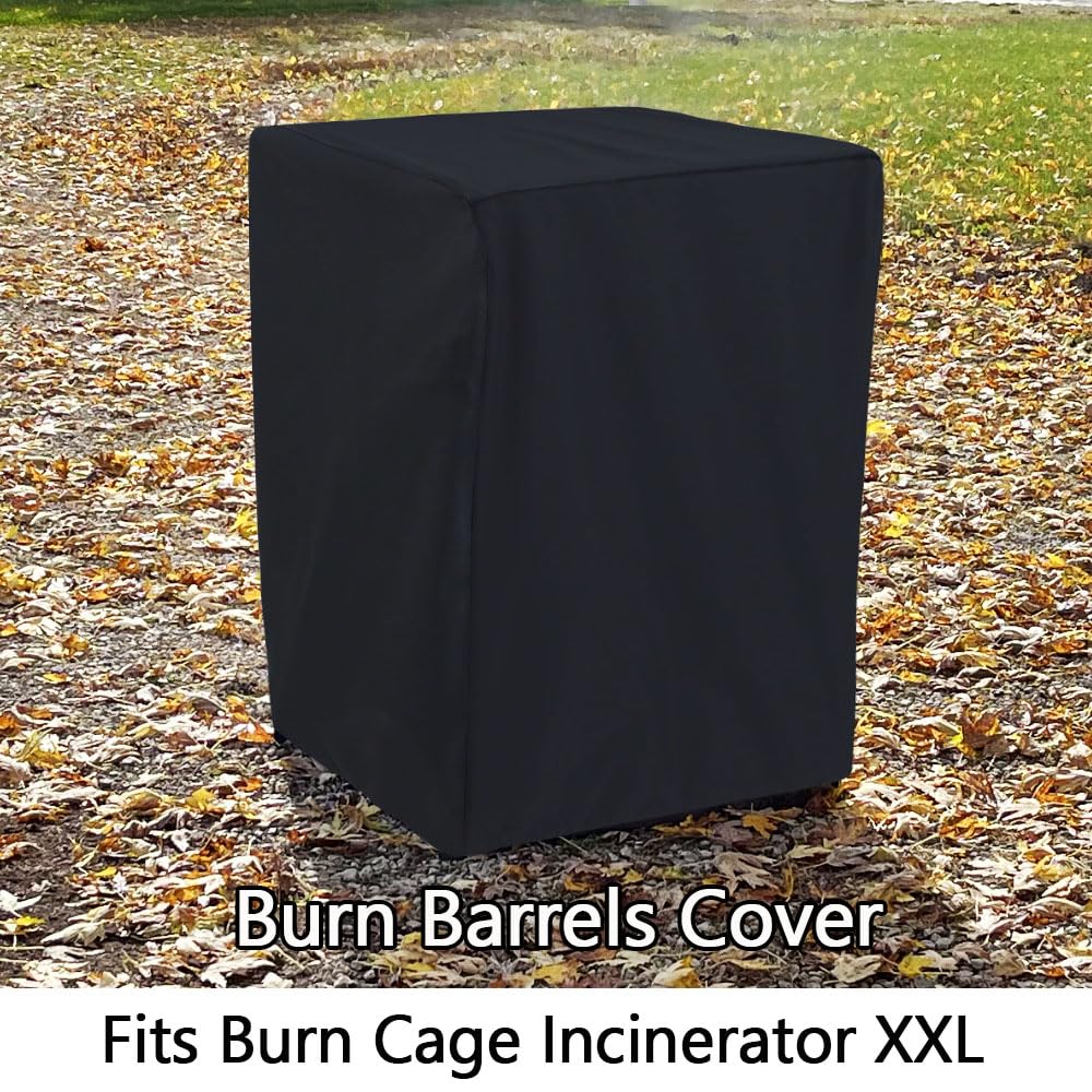 Burn Cage Cover for XXL Large Cage Incinerator Fire Pit Waterproof Heavy Duty Tall Square Burn Barrels Cover