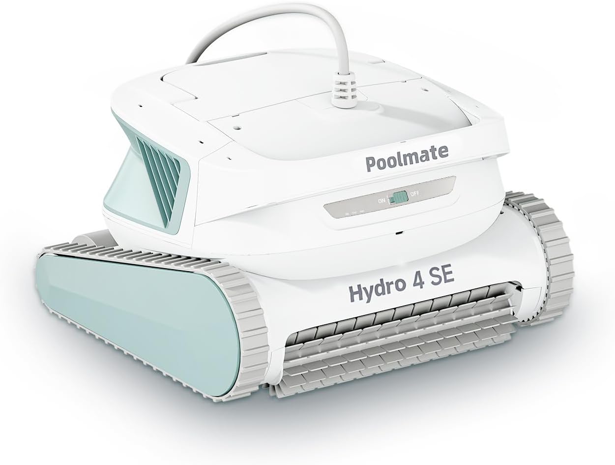 Hydro 4SE Robotic Pool Cleaner, Wired Automatic Pool Vacuum with Wall & Waterline Cleaning, Oversized Top-Loading Filter, Dual Inlet System Pool Robot for Inground/Above-Ground Pools Up to 40FT
