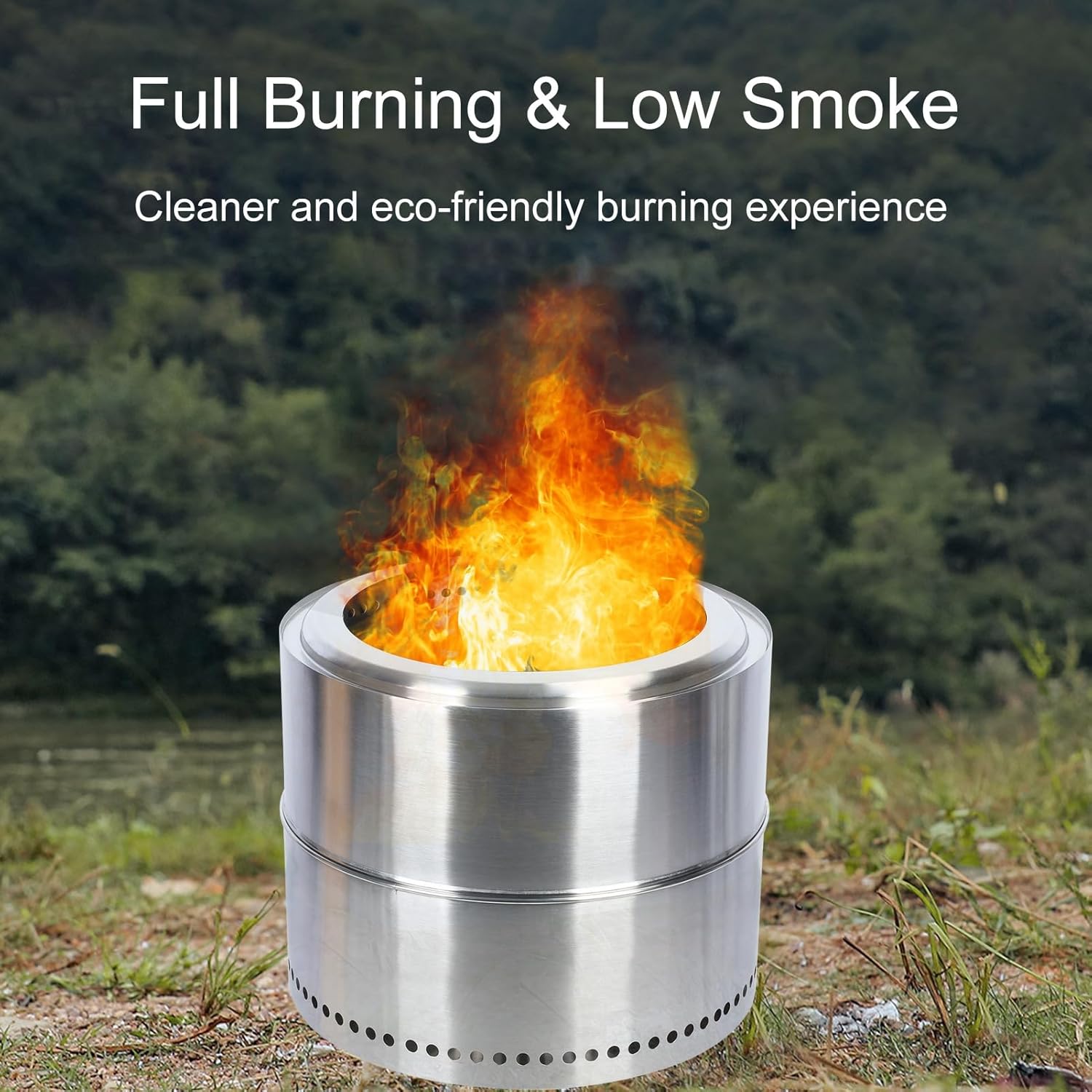 Smokeless Firepit,Wood Burning BBQ Firepit, Stainless Steel Portable Outdoor Fireplace with Ash Tray, Detachable Bonfire Firepit for Outside Camping 50 cm 50cm