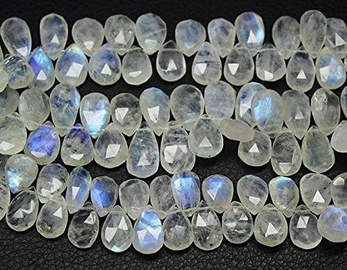 13 inch natural beads strand of 18mm faceted drop rainbow moonstone gemstone beads for DIY jewelry - necklace, bracelet, earring, ring.