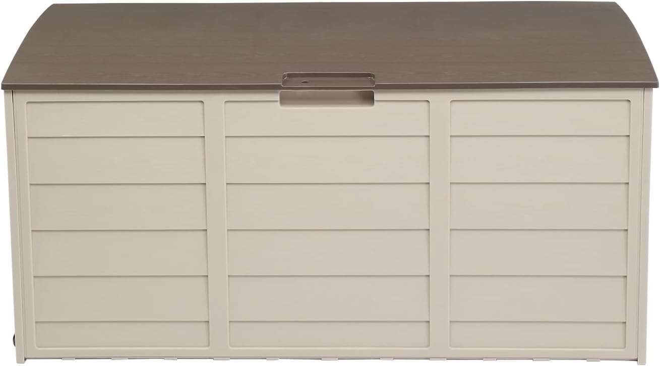 Outdoor Garden Storage Box for Tools, Cushions, Toys and Patio Accessories – Weather-Resistant Plastic Deck Chest with Lockable Lid