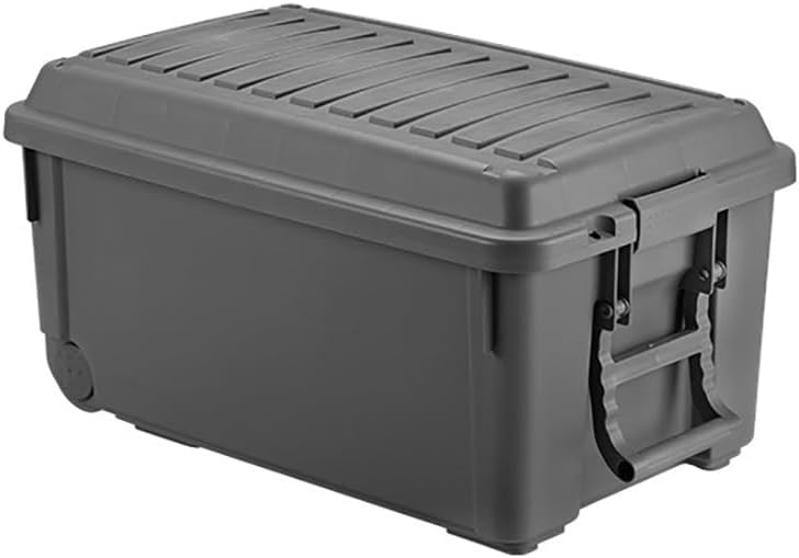 Outdoor Storage Box, 85L Camping Picnic Basket Storage Box, Car Trunk Car Organizer, Household Toy Book Tool Storage Box - Stackable with Trolley Rollers