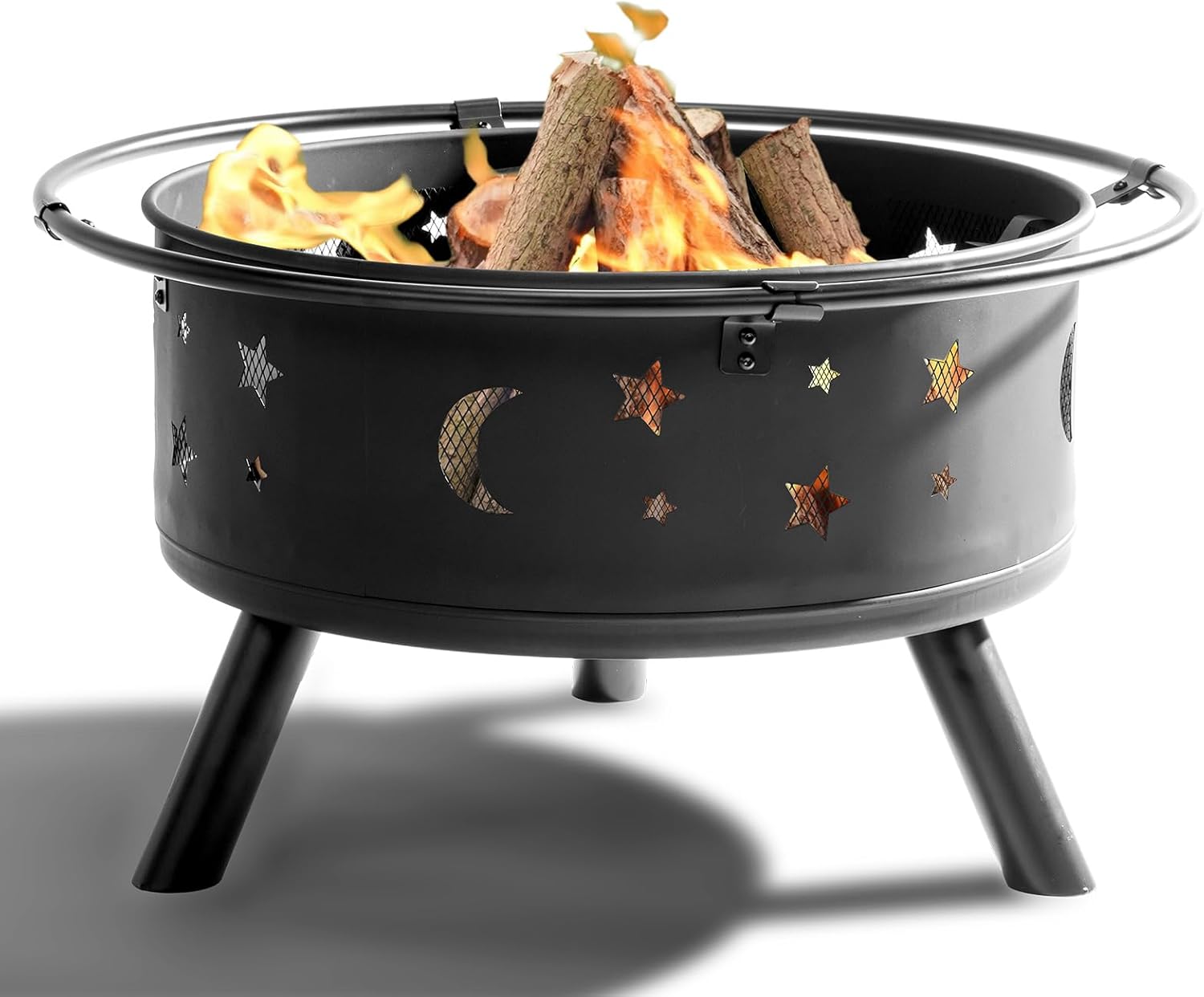 Fire Pit 30in Fire Pits for Outside Wood Burning Outdoor Fireplace with Spark Screen, Poker for Bonfire Patio Backyard Garden Picnic