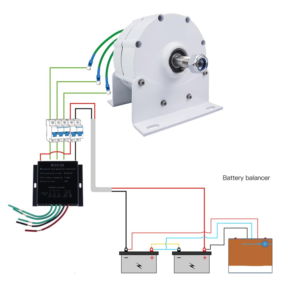 12000W Gearless Wind Turbine Motor, Low Speed 12V 24V 48V 220V 3 Phase Gearless Permanent Magnet AC Alternators for Wind Water Turbine,48v