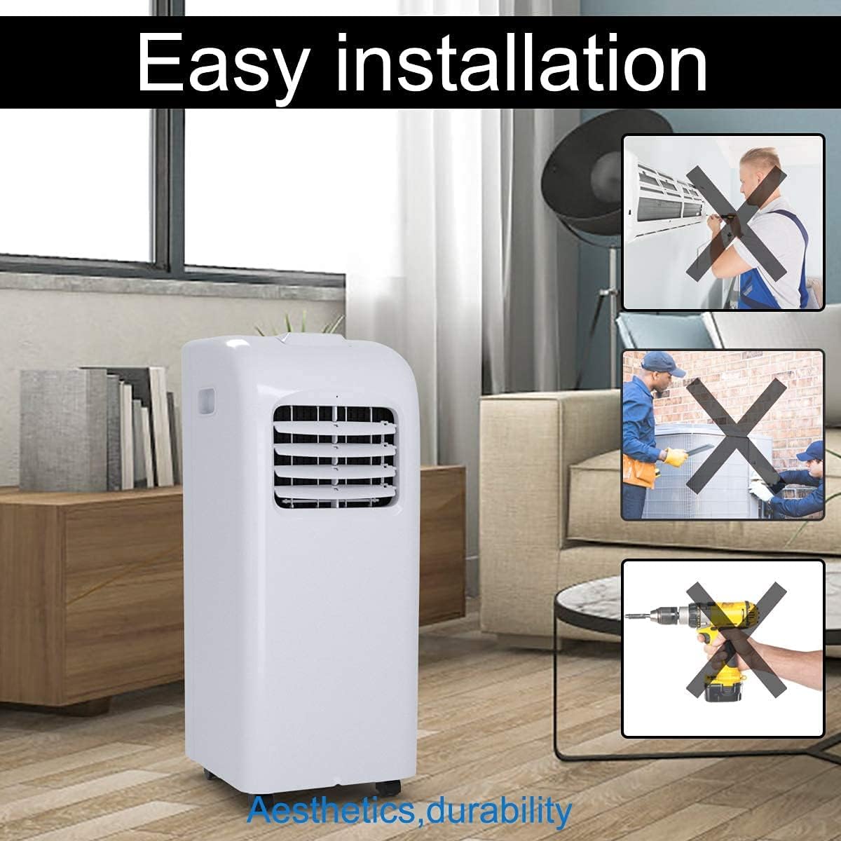 Nightcore Portable Air Conditioner, 8000BTU AC Unit w/Remote Control, LED Display & 24H Timer, Ideal for Home/Office/Apartment/Dorm, Freestanding Compact A/C with Temperature Control, White