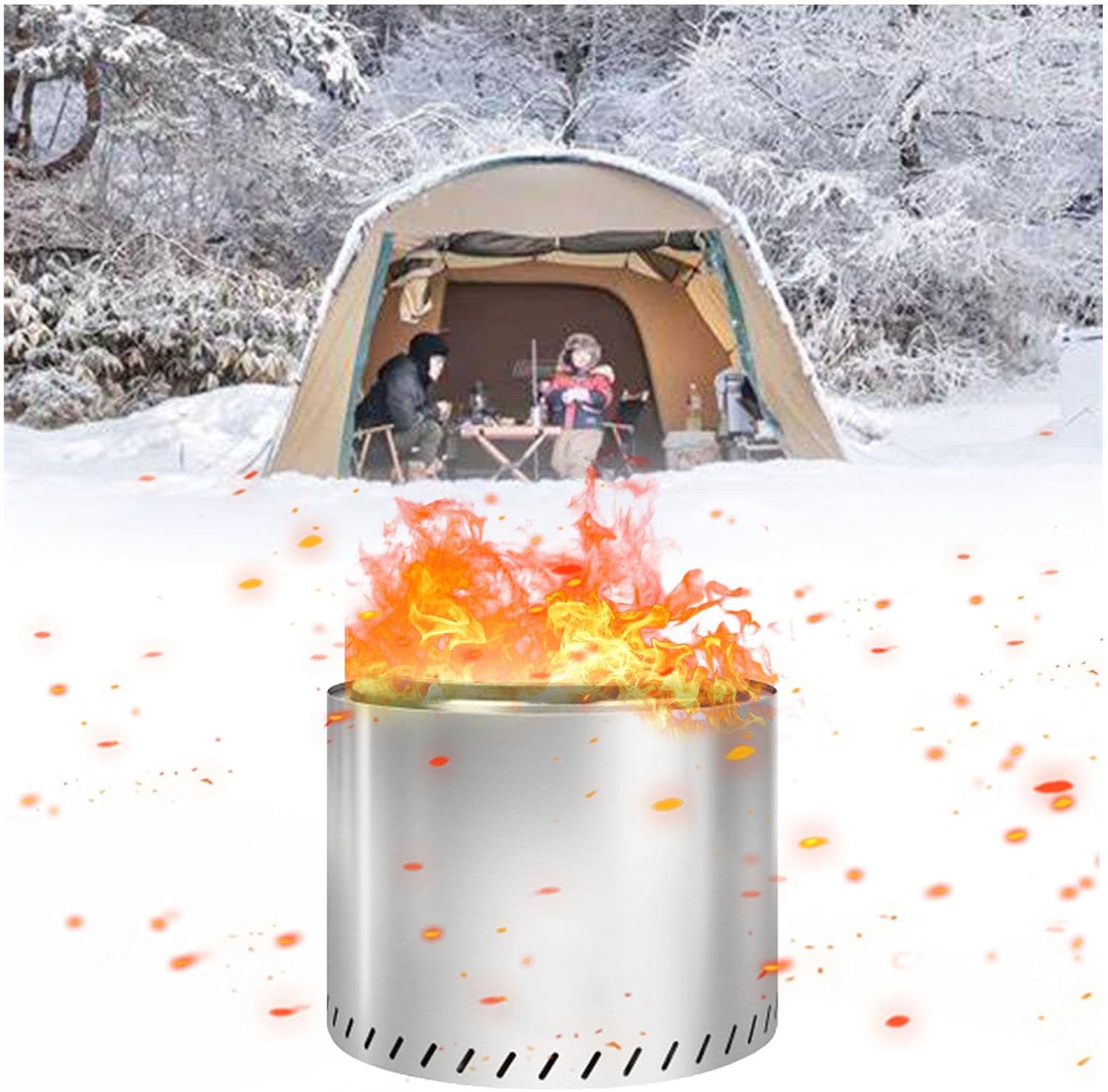 Smokeless Firepit 19.4 Inches Outdoor, Large Smokeless Fire Pit Durable Stainless Steel for Wood Burning, Smokeless Fire Pits for Patio Garden,Camping,Backyard