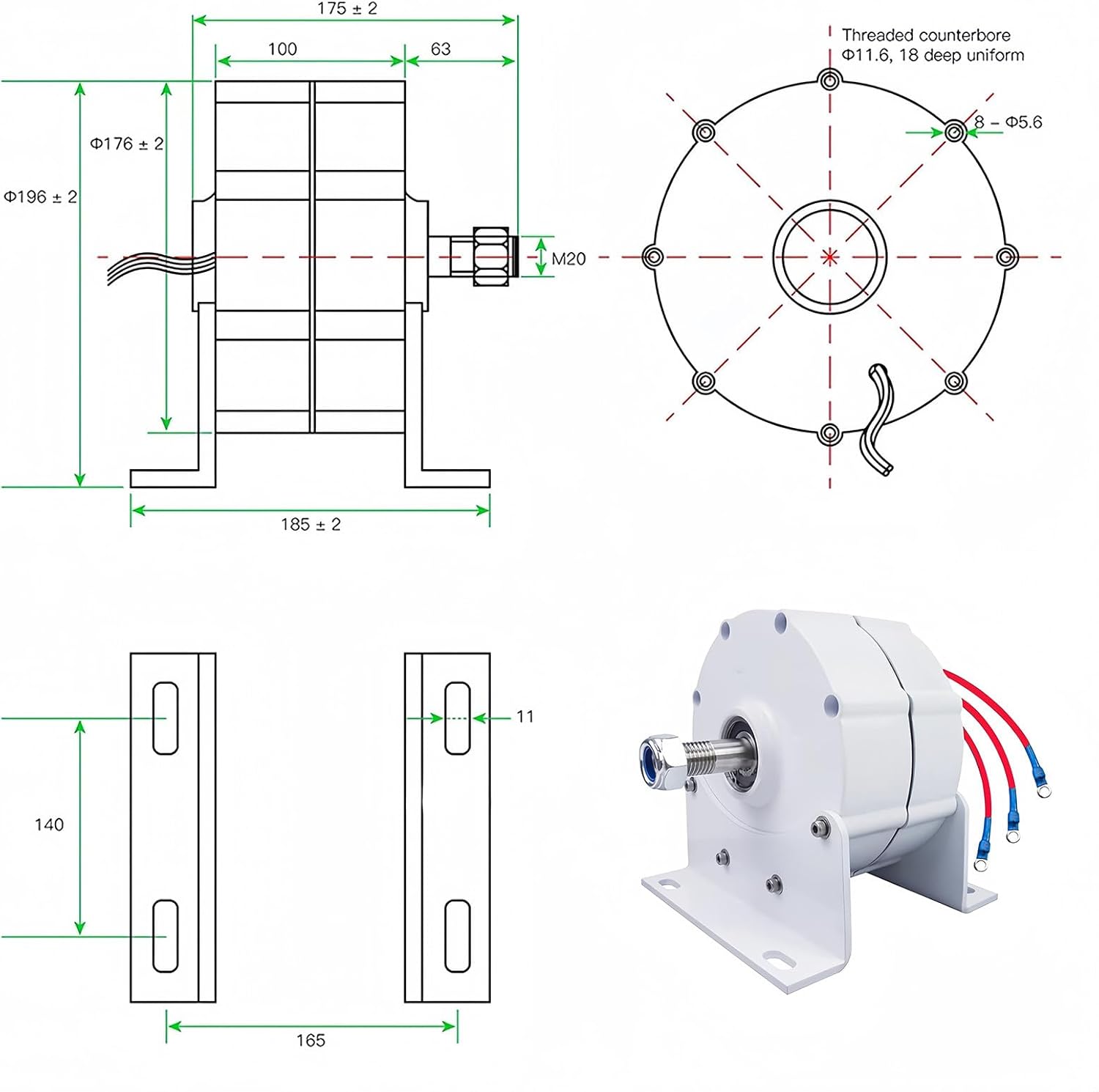 12000W Low RPM 600R/Min 12V/24V/48V Small Permanent Magnet Generator - DIY Horizontal Wind Turbine AC Alternator, Three Phase Electric Motor for Renewable Energy Solutions