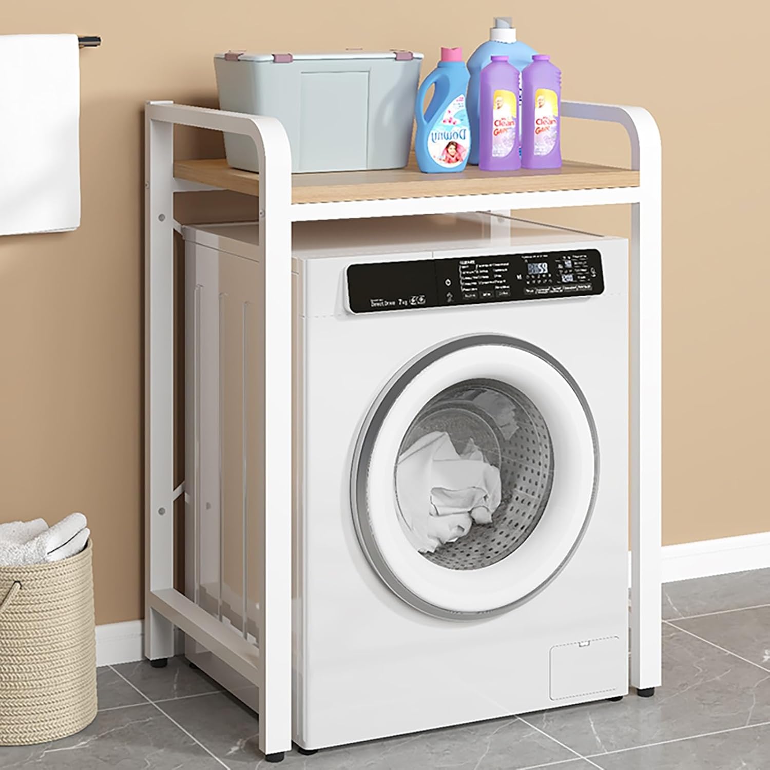Over Washer and Dryer Shelves,Washing Machine Storage Rack,Drum Washing Machine Cabinet,Storage Rack Over Washing Machine Storage Unit,for Bathrooms Laundry Rooms Balconies(Brown,4