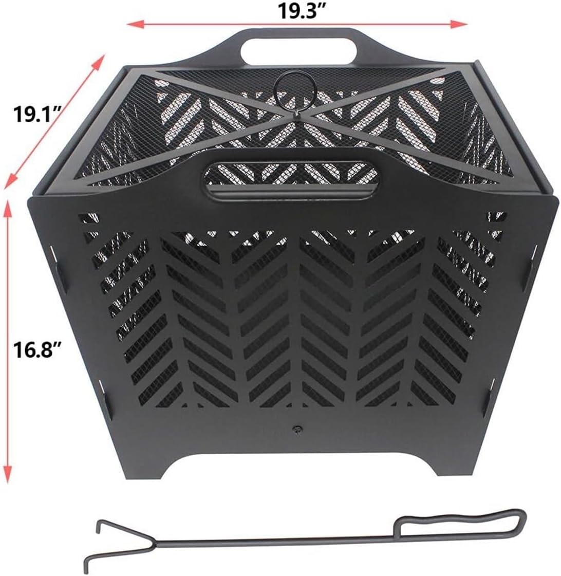 20 Inch Portable Fire Pit for Outside with Grill and Storage Bag, Wood Burning Firepit with Poker and Spark Screen for Patio, Yard, Camping, and Outdoor Gatherings