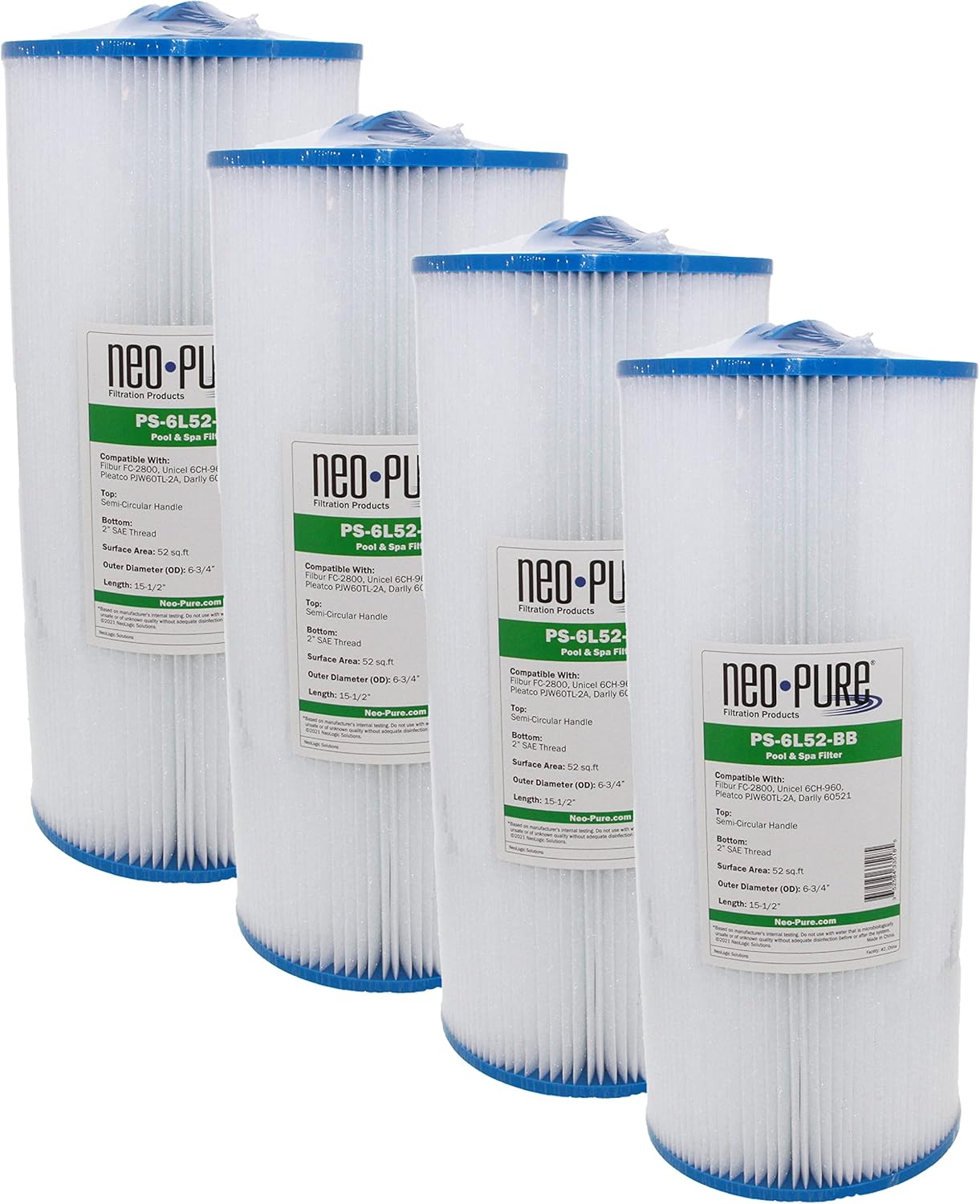 Neo-Pure PS-6L52-BB Pool and Spa Filter 6-3/4