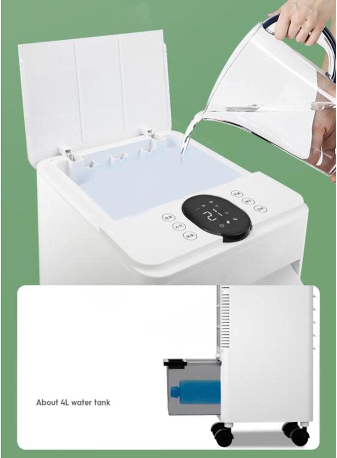 3-in-1 Evaporative Air Cooler Mobile Air Conditioners Cooling & Humidifier & Purifier,Silent,3 Speed 3 Modes Uto Oscillation 12H Timer for Home,Office-Remote Control A