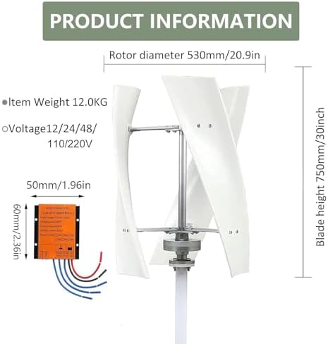 10000W 48V Wind Turbine Generator - Portable Vertical 3-Blade Helix Kit with MPPT Controller for Off-Grid Energy Independence & Home Power Solutions