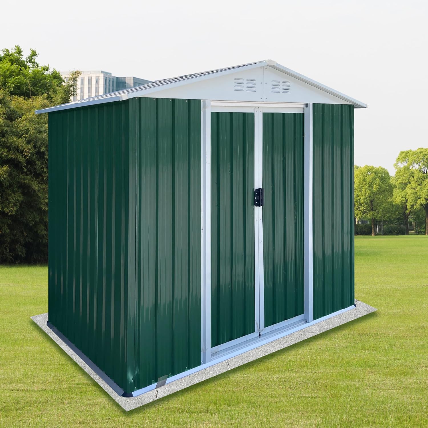 Ball & Cast 6x4FT Outdoor Storage Shed with Punched Vents,Heavy Duty Metal Sheds with Lockable Doors,Waterproof Tool Sheds for Garden,Backyard,Lawn,Easy to Assemble,Green