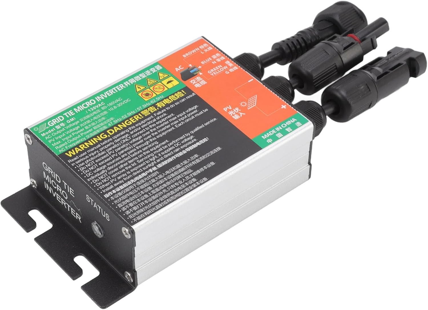 Compact Micro Solar Inverter for Small Solar Systems, Efficient Grid Tie for Proper Electricity Generation, Safety Precautions, Easy Installation - 600W (GMI-150L-AC110V)