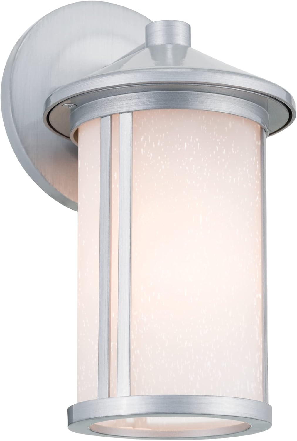 Kichler Lombard Outdoor Wall Sconce, 1-Light Modern Industrial Exterior Wall Light with Etched Seeded Glass in Brushed Aluminum, (10.5