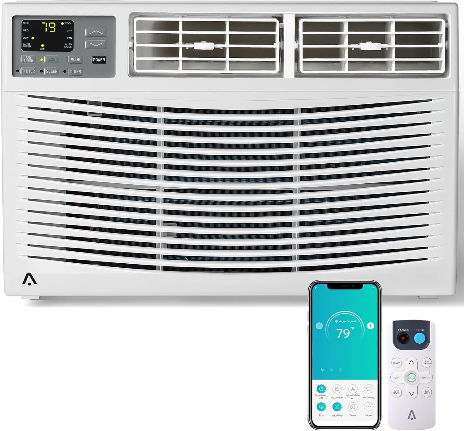 Window Air Conditioner, 12,000 BTU Cools 550 Sq Ft, Wi-Fi Enabled Smart AC with Remote & App Control, Easy Install Kit, Energy Efficient Cooling for Large Rooms, White
