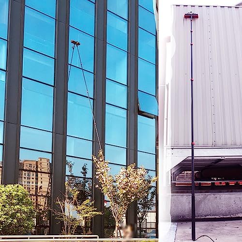 Glass Cleaning Brush Household Water Supply Telescopic Pole Kit Solar Panel Rotating Brush Solar Photovoltaic Panels，Telescopic Window Cleaner Pole 3-9M Adjustable Brush