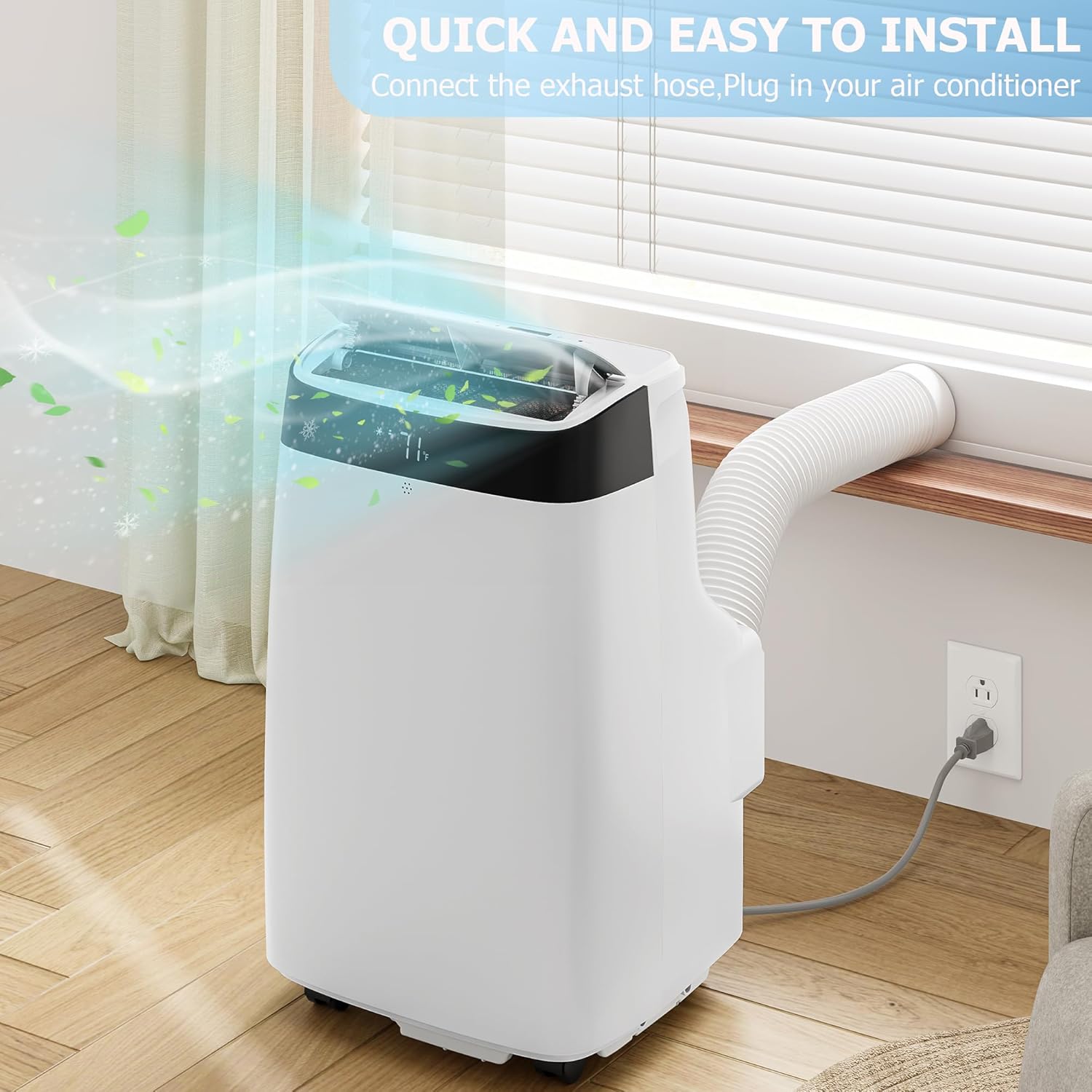 10000 BTU Portable Air Conditioner with 3-in-1 Cooling, Dehumidification, and Fan Modes,Cools up to 450 Sq. Ft., Includes Remote Control,LED Display,24-Hour Timer,and Window Mounting Kit