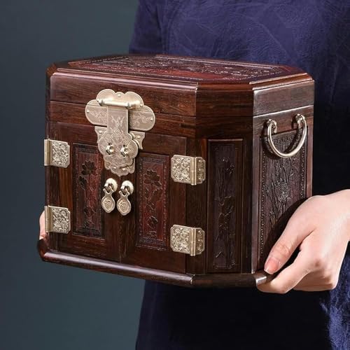 Elegant Mahogany Multi-Layer Jewelry Box - Red Rosewood Organizer for Rings, Necklaces & Accessories - Chic Wooden Storage Solution for Home Décor or Gifts