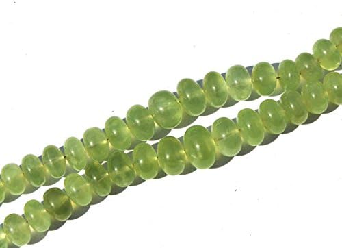 13 inch natural beads strand of 8-13mm smooth rondelle prehnite gemstone beads for DIY jewelry - necklace, bracelet, earring, ring.