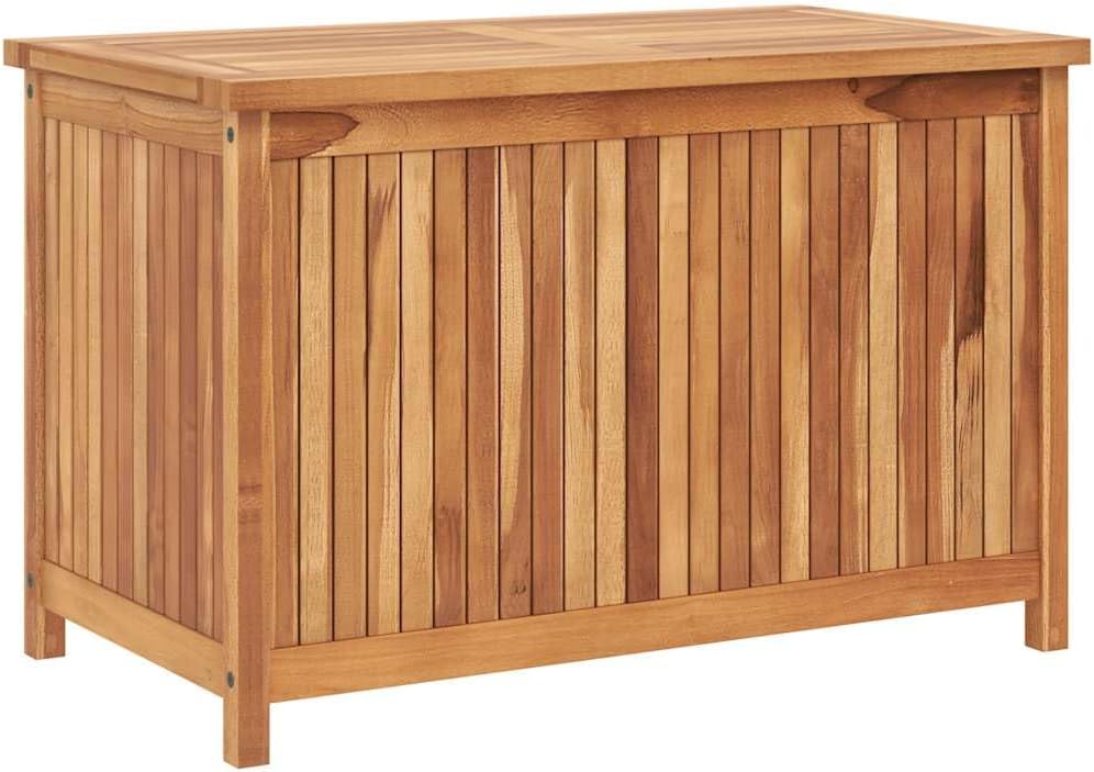 vidaXL Outdoor Storage Box, Deck Box with Lid, Patio Cabinet, Storage Chest for Outdoor Cushions Throw Pillows Garden Tools, Solid Wood Teak