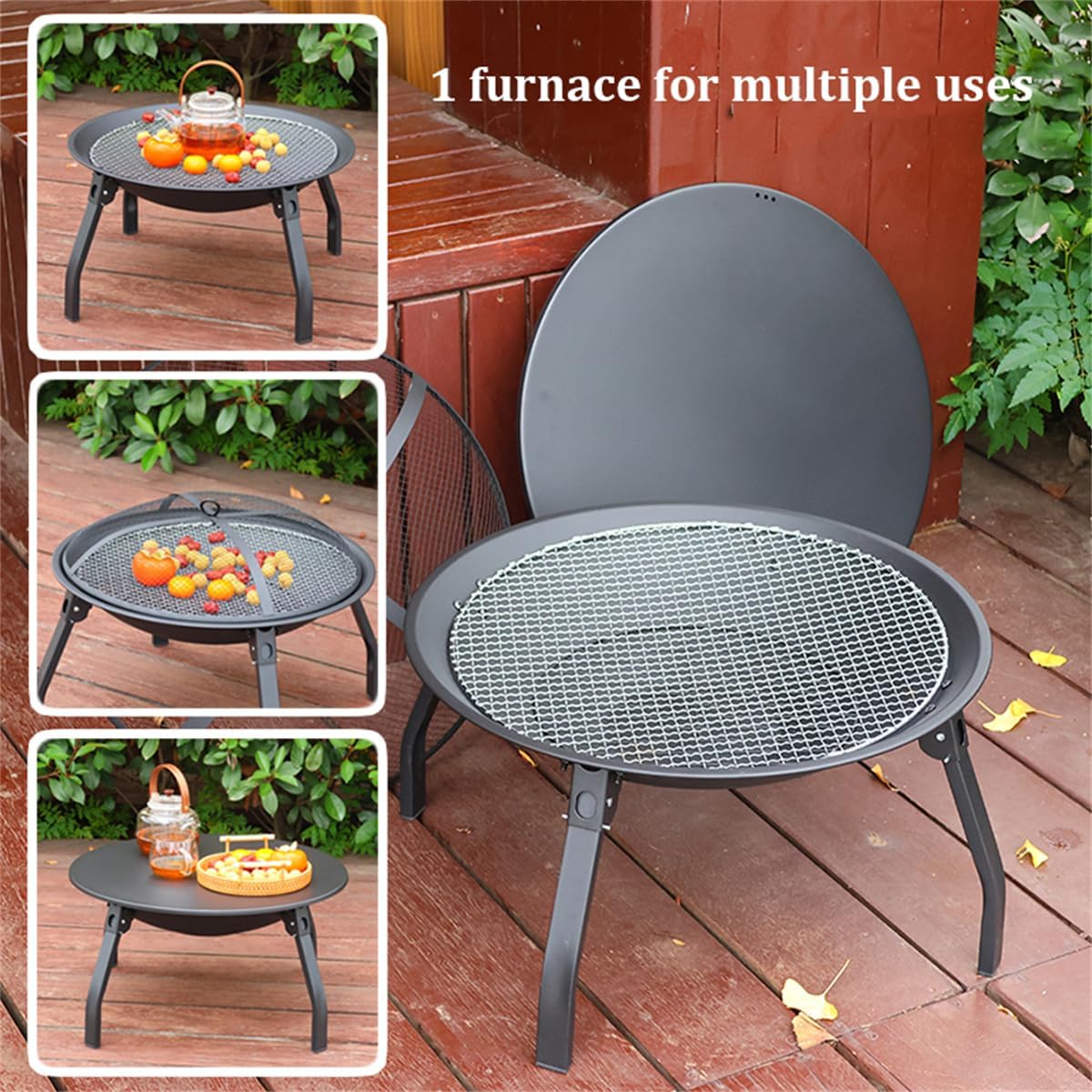 21.6'' Outdoor Fire Pit, Wood Burning Fire Pits,Heavy Duty Folding Firepit,Outdoor Garden Patio Heater,Grill Camping Bowl BBQ,for Camping Beach Bonfire Picnic Backyard Garden