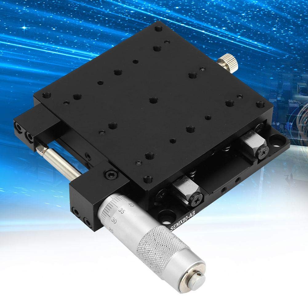 X Linear Stage, Keenso SEMX80-AS Micrometer Manual Linear Translation Stage Displacement Trimming Bearing Sliding Table X Axis 80x80mm Size Other Tools & Accessories