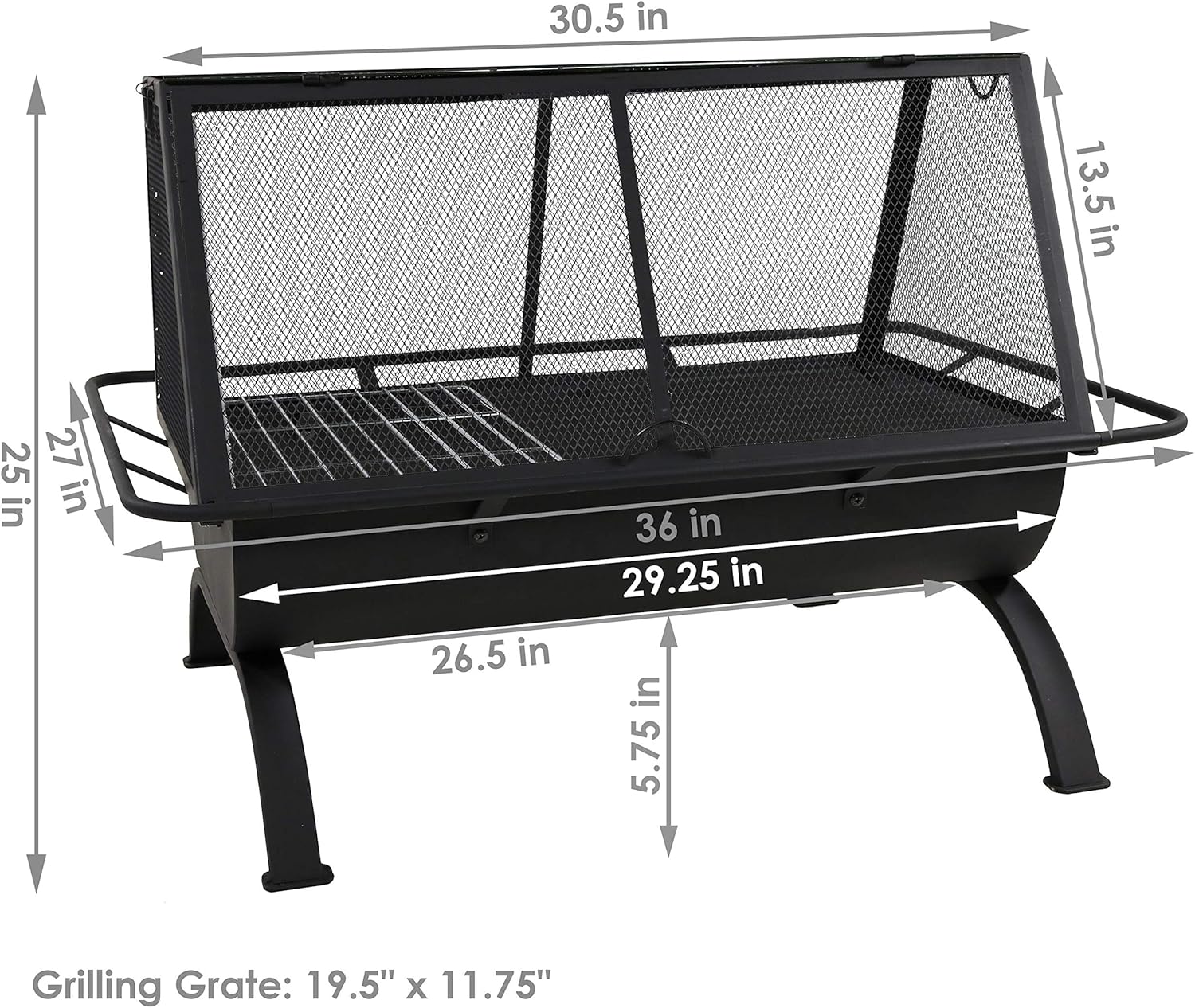 Sunnydaze 36-Inch Northland Steel Outdoor Fire Pit with Grill - Outdoor Fireplace with Cooking Grate, Spark Screen, Cover, and Poker