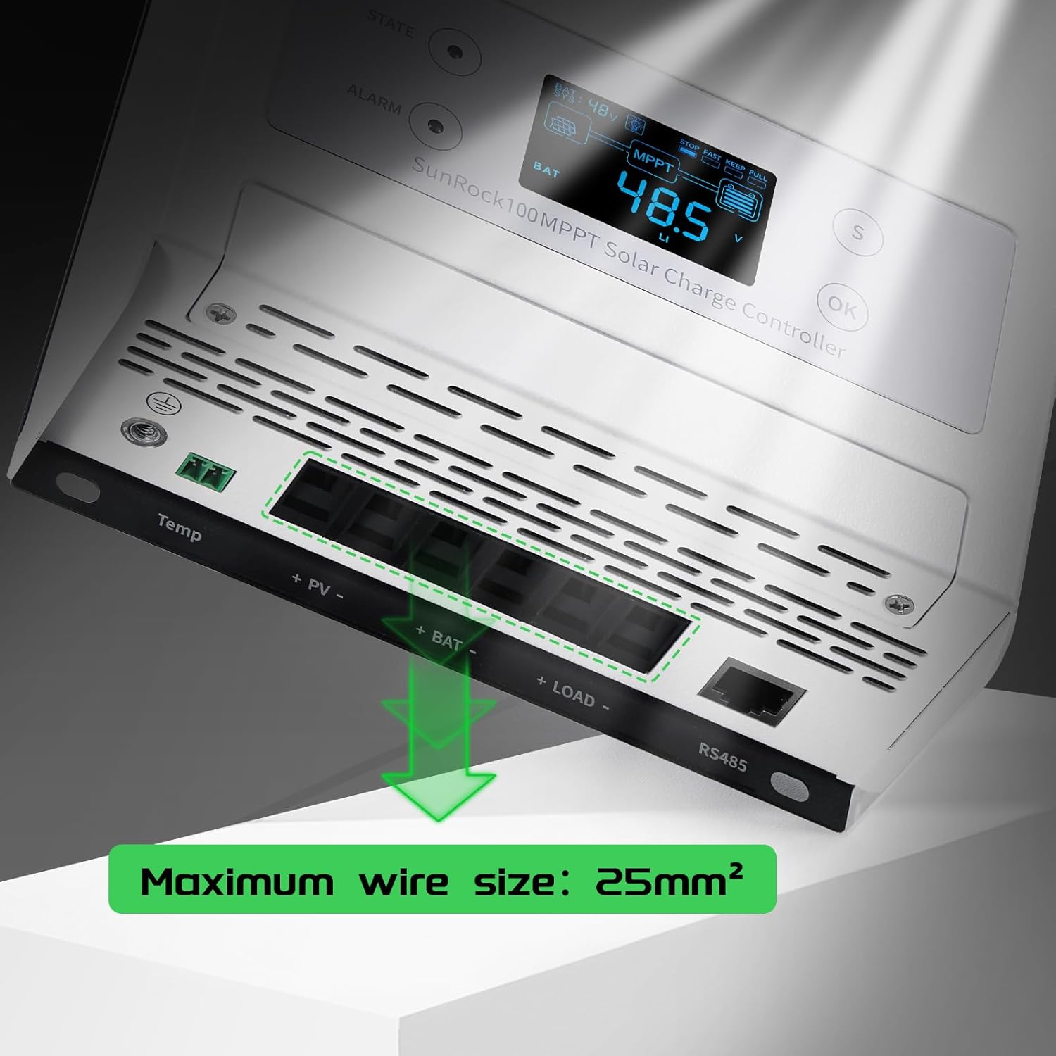 Bateria Power 100A 12/24/36/48V MPPT Solar Charge Controller, 99.5% MPPT Efficiency Solar Panel Charge Regulator, Compatible with Gel, AGM, Sealed, Flooded and Lithium LiFePO4 Battery