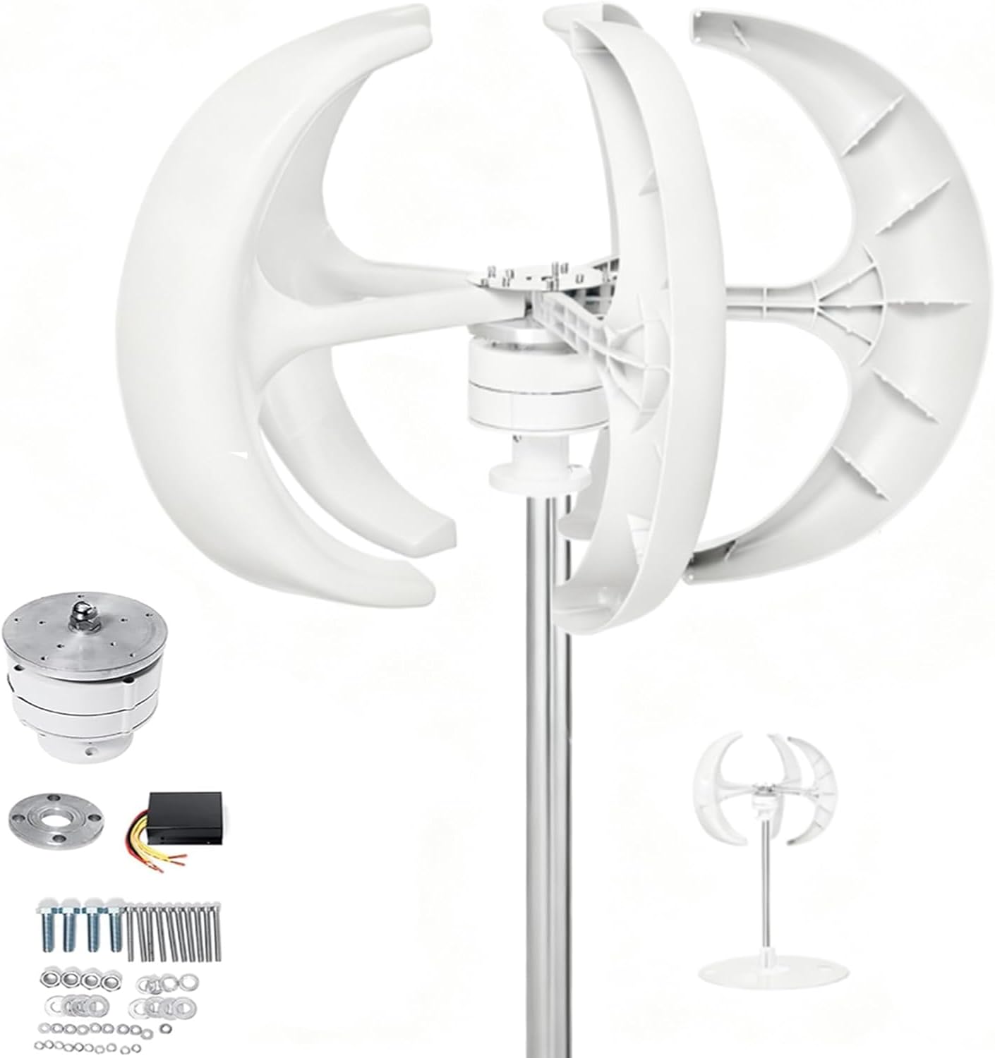 220V,BAOJUHUIKANG 12V-220V Vertical Wind Turbine Generator Kit 5000W, 5-Blade Design with Controller, Efficient Renewable Energy Solution for Home And Garden