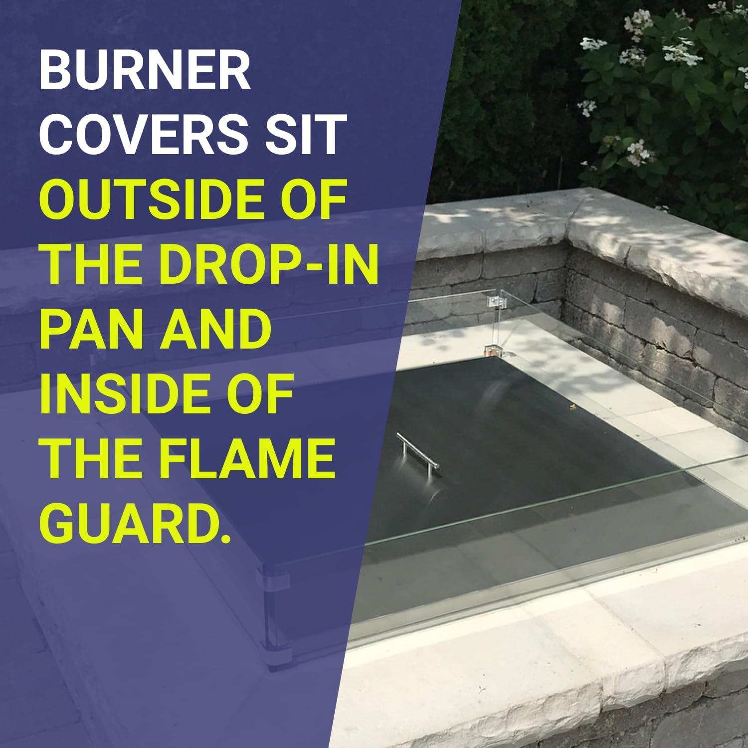 American Fireglass Rectangular Burner Pan Cover Stainless Steel Lid for Outdoor Fire Pit or Table for Natural Gas or Propane Fires 27