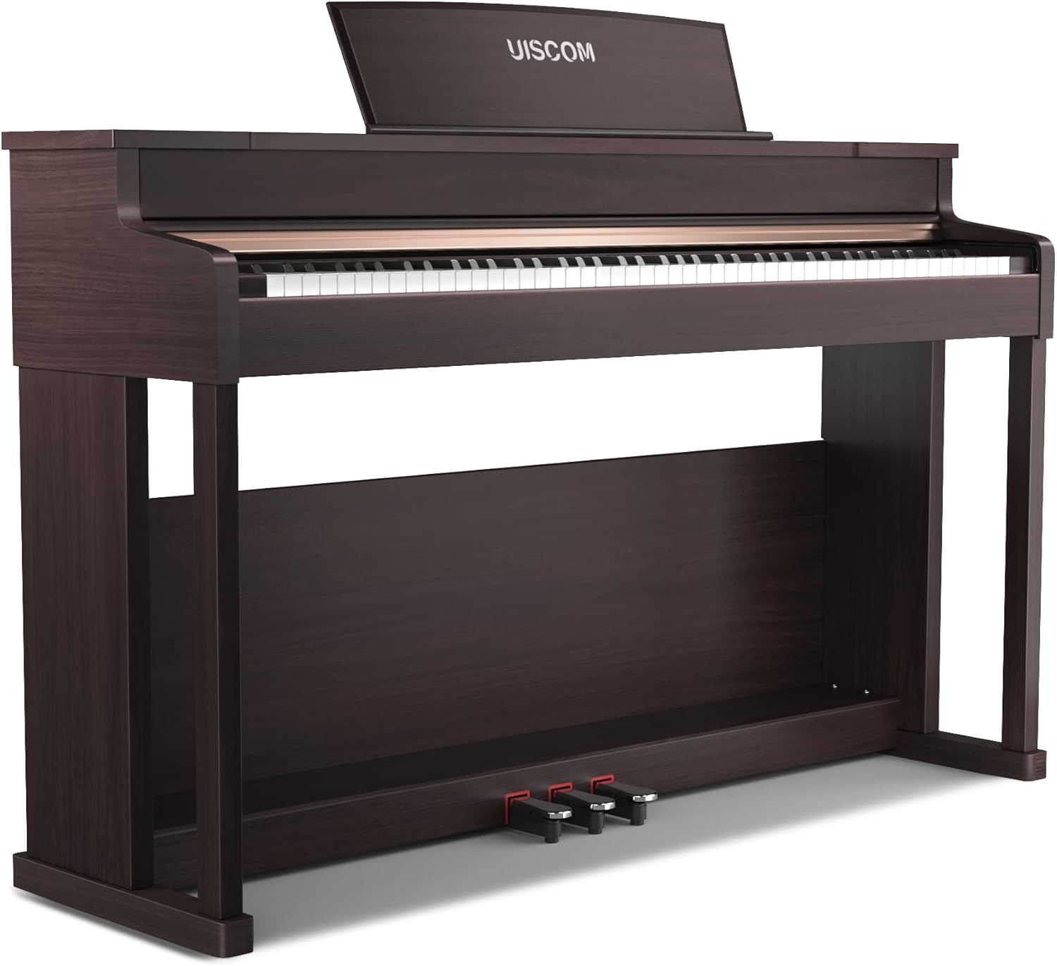 UMP-200 88 Key Weighted Action Digital Piano - with Furniture Cabinet Stand, Power Adapter，Triple Pedals，MP3 Function - Rosewood Vintage Style for Home Decoration