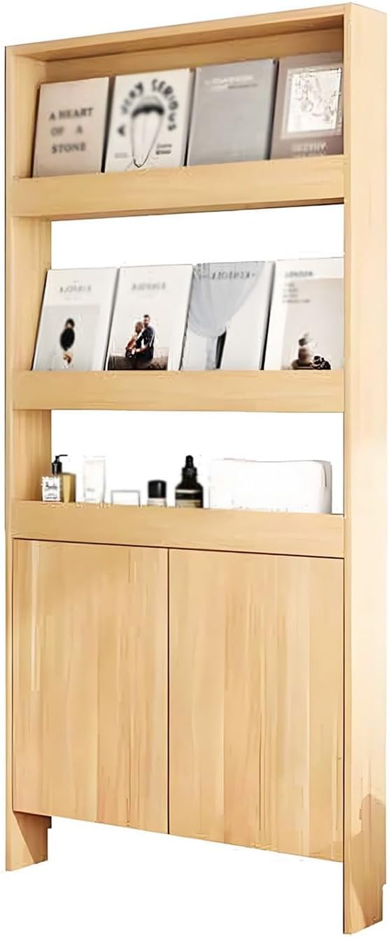 LINLIUA Behind The Door Bookshelf, 5 Shelf Behind Door Shelves with Storage, Space-Saving Wall Mount Narrow Bookcase Cabinet for Living Room Bedroom Children's Room