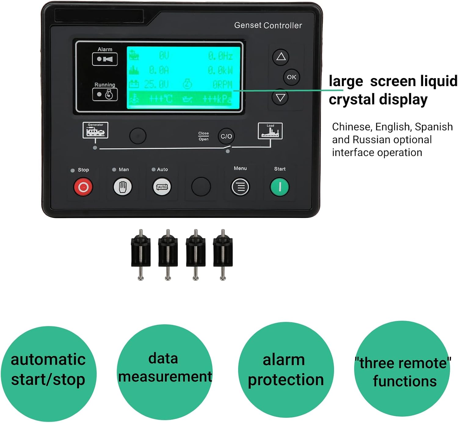 Generator Set Controller HQM6110U Control Panel Module 0.5‑70V Start Stop Automatic Detection for Single Generator