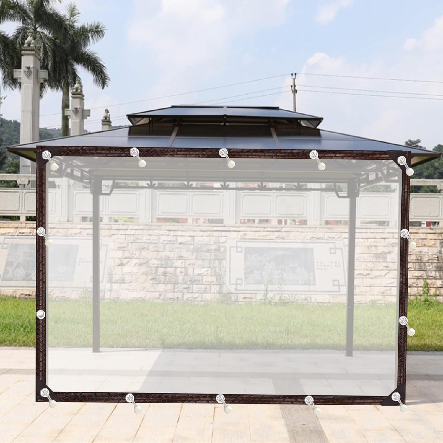 Polyethylene Tarpaulin Transparent Multi-Line Tarpaulin Sun Protection with Eyelets for Greenhouse Potted Plants, Balcony Raincoat, Roof, Garden Shed (Color : Clear, Size : 6x3m)