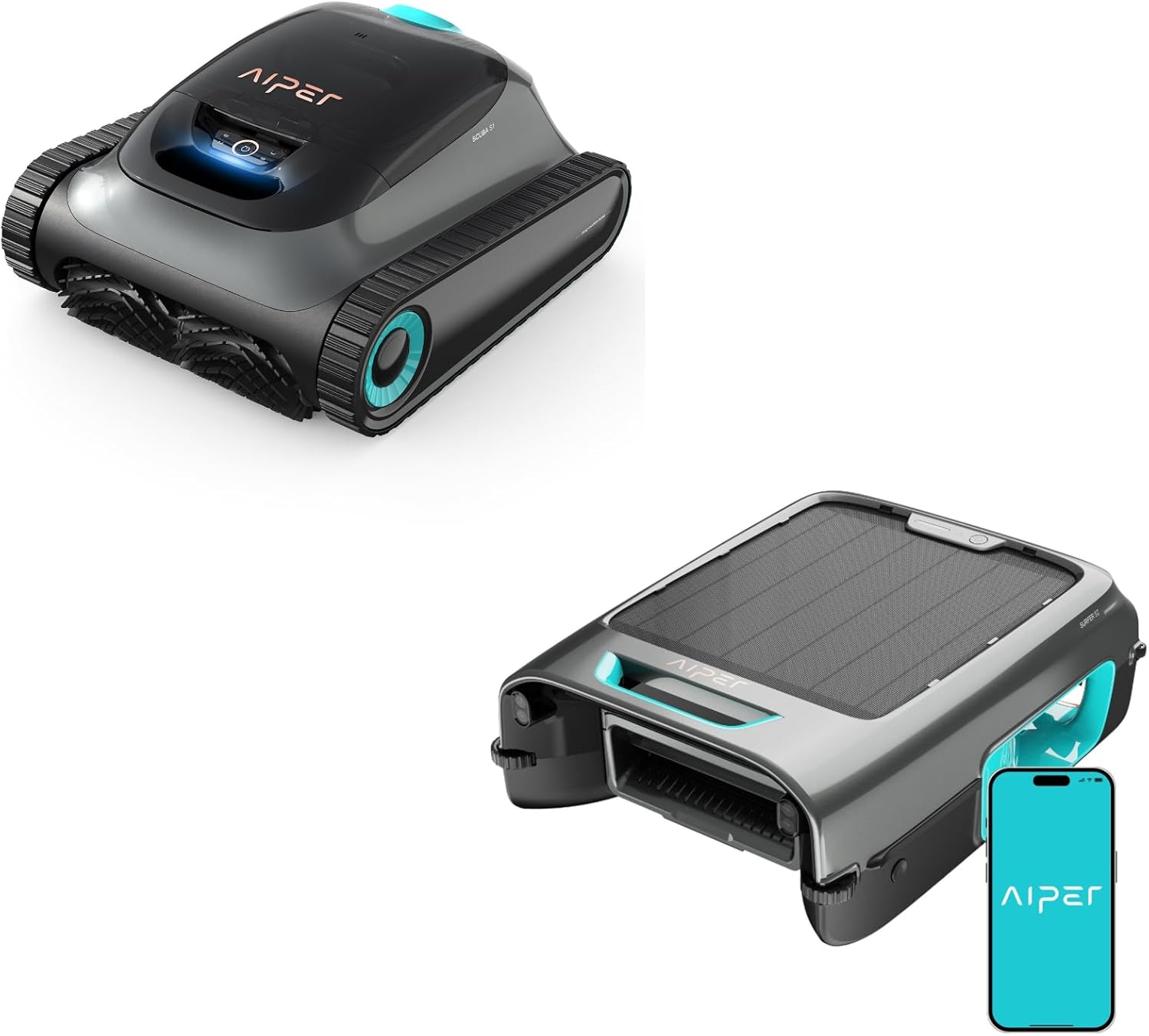 AIPER Surfer S2 Solar Pool Skimmer Bundle & Aiper Scuba S1 Robotic Pool Cleaner Bundle – Comprehensive Pool Cleaning for Inground Pools