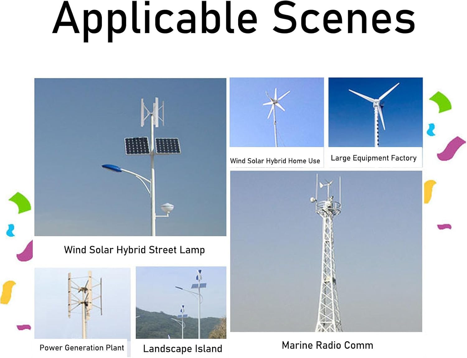 FTVOGUE 48V Wind Solar Hybrid Controller 1000W Wind Turbine 2400W Solar MPPT Charge Controller with Bluetooth for Home Boat Street Light Off Grid Systems