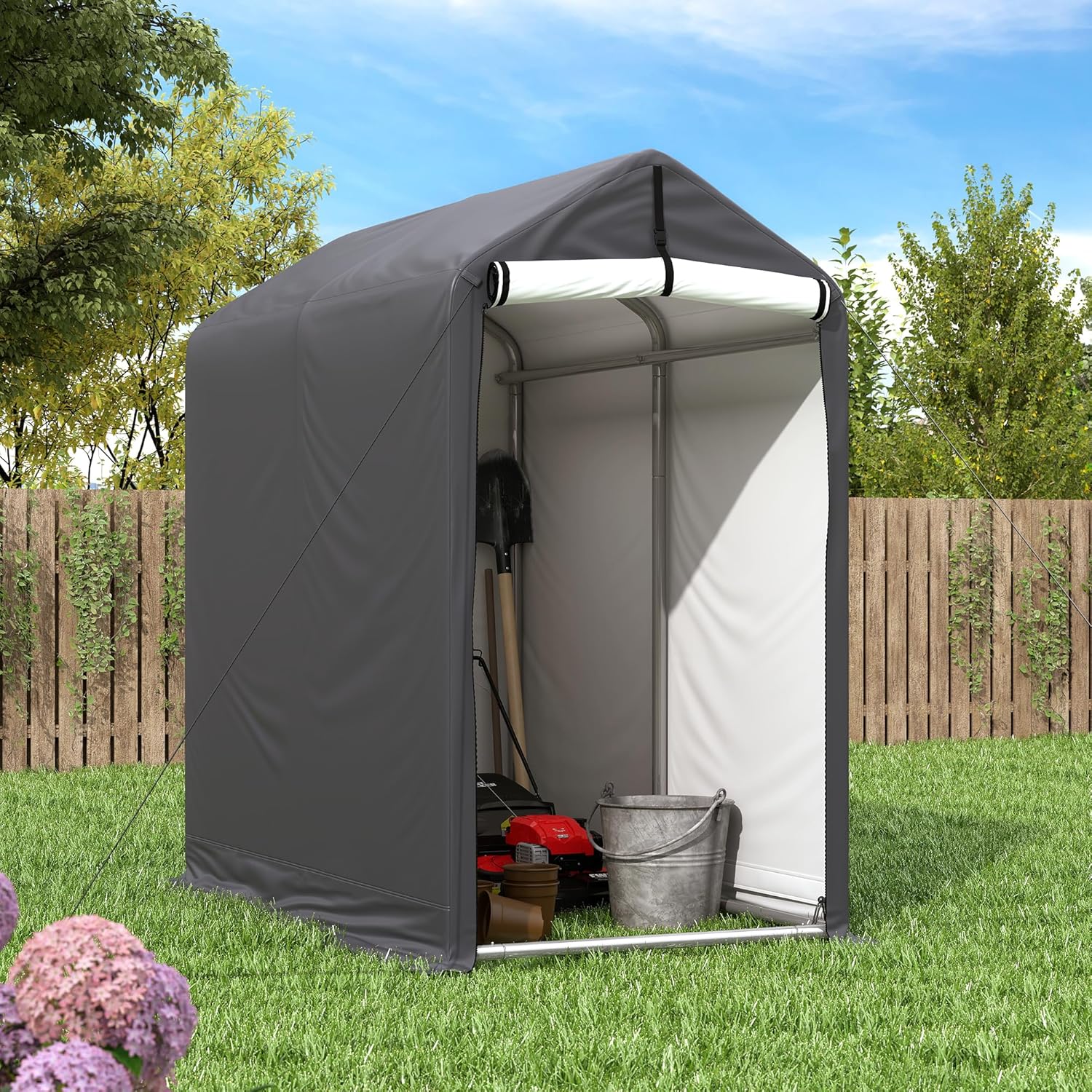 Outdoor Storage Shed 6 x 3Ft Heavy Duty Portable Storage Shelter with Roll-up Zipper Door for Bike, Mower, Garden Storage