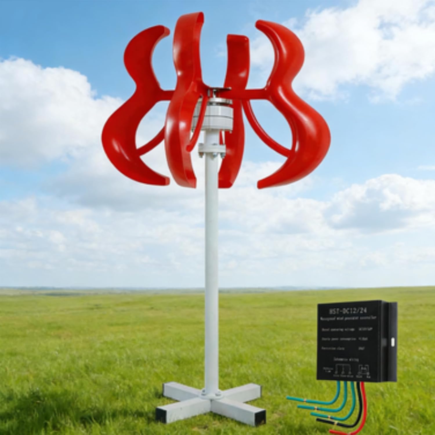 1000W-16000W AC Wind Turbine Generator+Controller, 4Blade Windmill Wind Turbine Generator Kit for Boats Terraces Cabins Or Home(12V 24V 48V)