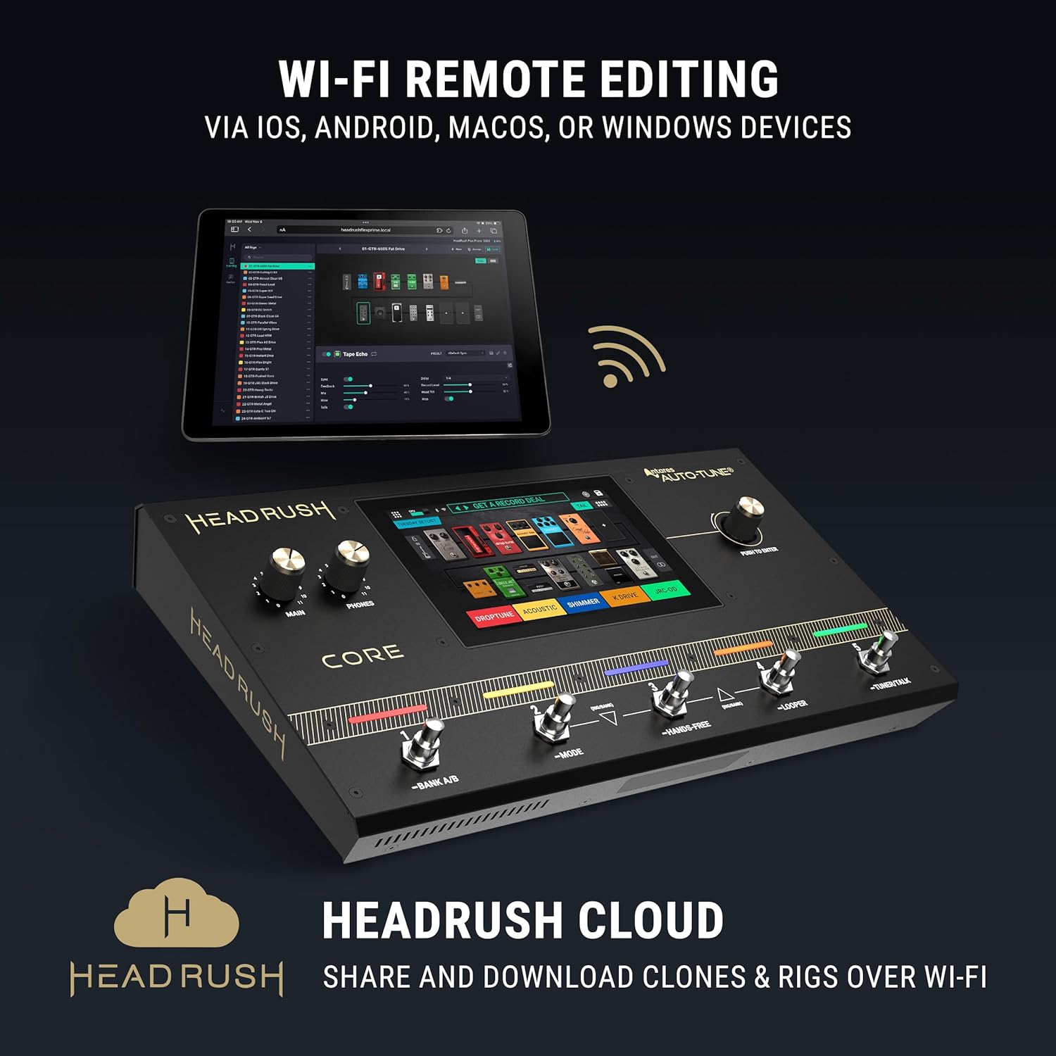 HeadRush Core - Guitar and Vocal Multi Core Effects Amp Modeling Processor with Cloning, Looper, Antares Auto-Tune, Wi-Fi, Touchscreen, and Bluetooth