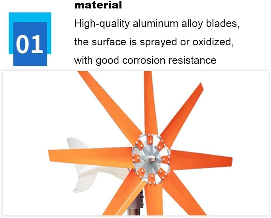 Wind Generator 10000W 12V -220V with 8 Blade Low Wind Speed Starting Aluminum Alloy Wind Turbines with Charge Controller Windmill for Home