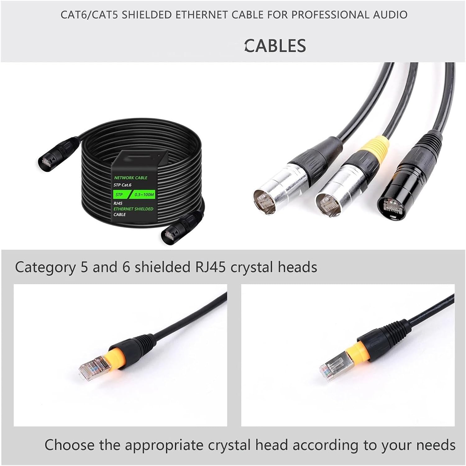 0.3-50M CAT5/CAT5E RJ45 Stage Ethernet Extension Shielded Cable Outdoor&Indoor LAN Network Cable with Zinc Alloy Plug(CAT5-STP-OUTDOOR,Black_20M)